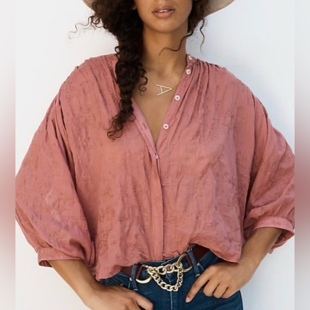 Pilcro Dusty Rose Button-Front Blouse